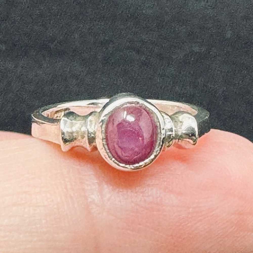 Vintage Solid Sterling Silver 925 India Ruby Beze… - image 1