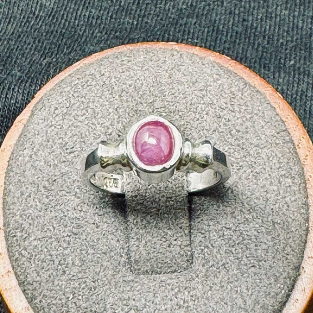 Vintage Solid Sterling Silver 925 India Ruby Beze… - image 3