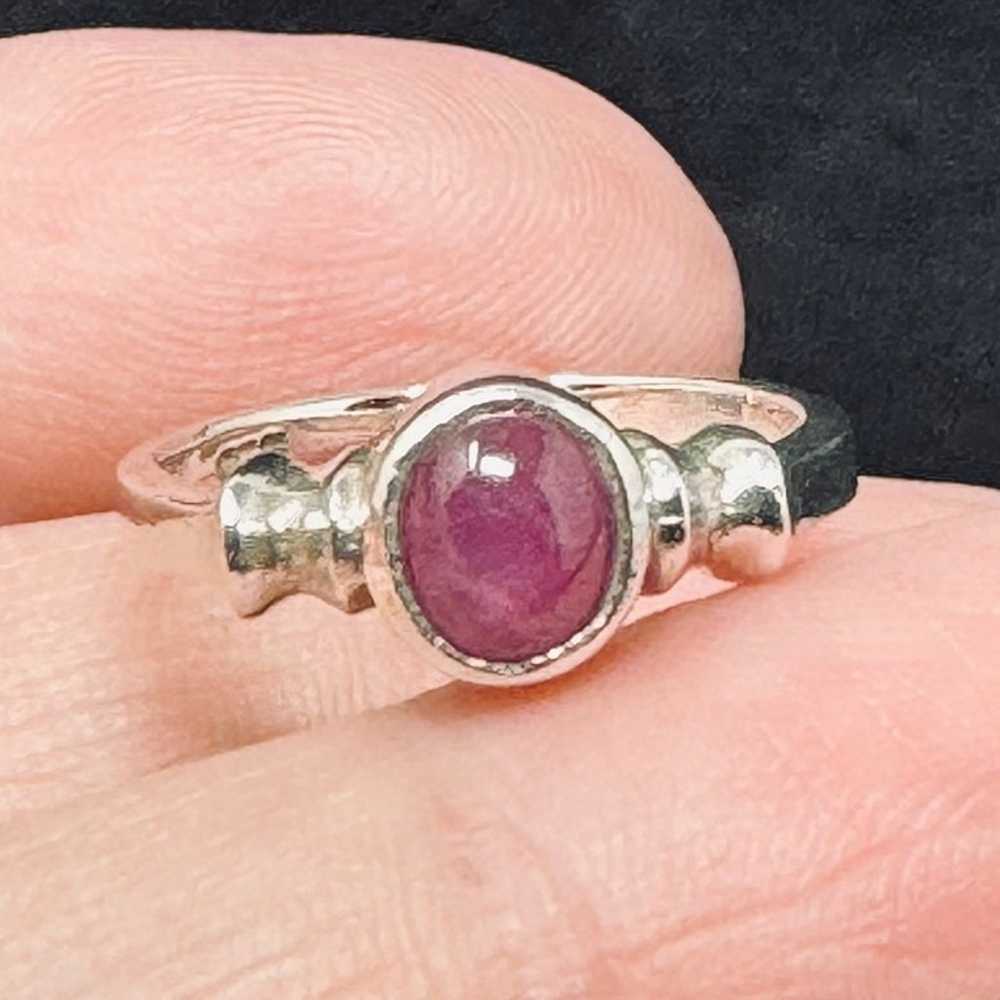 Vintage Solid Sterling Silver 925 India Ruby Beze… - image 7