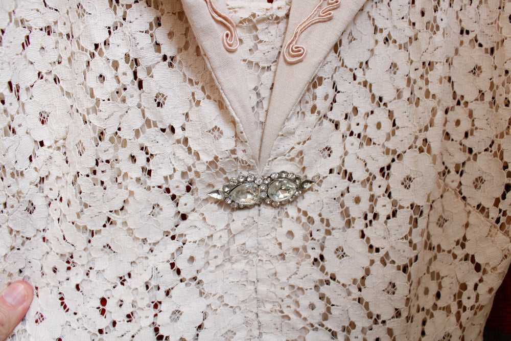 1950s Mademoiselle Juliette Ivory Lace Dress - Sm… - image 12
