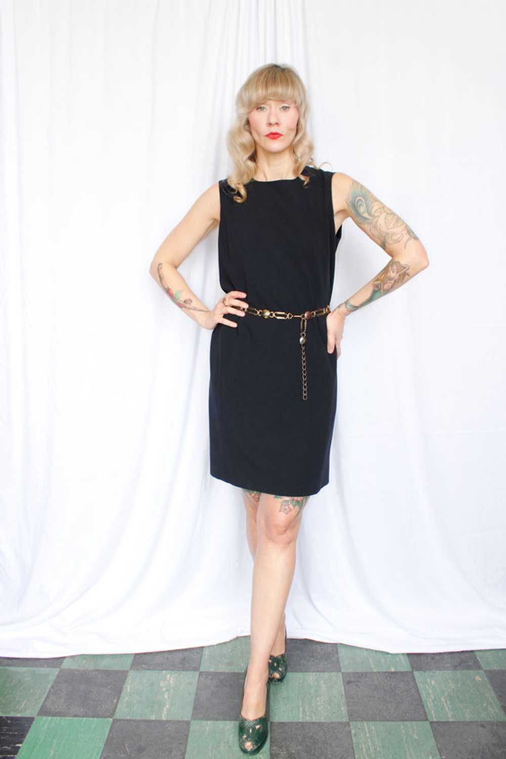 1990s Max Mara Black Sheath Dress - Medium - image 4