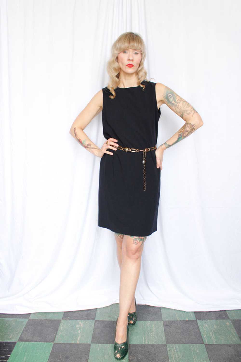 1990s Max Mara Black Sheath Dress - Medium - image 5