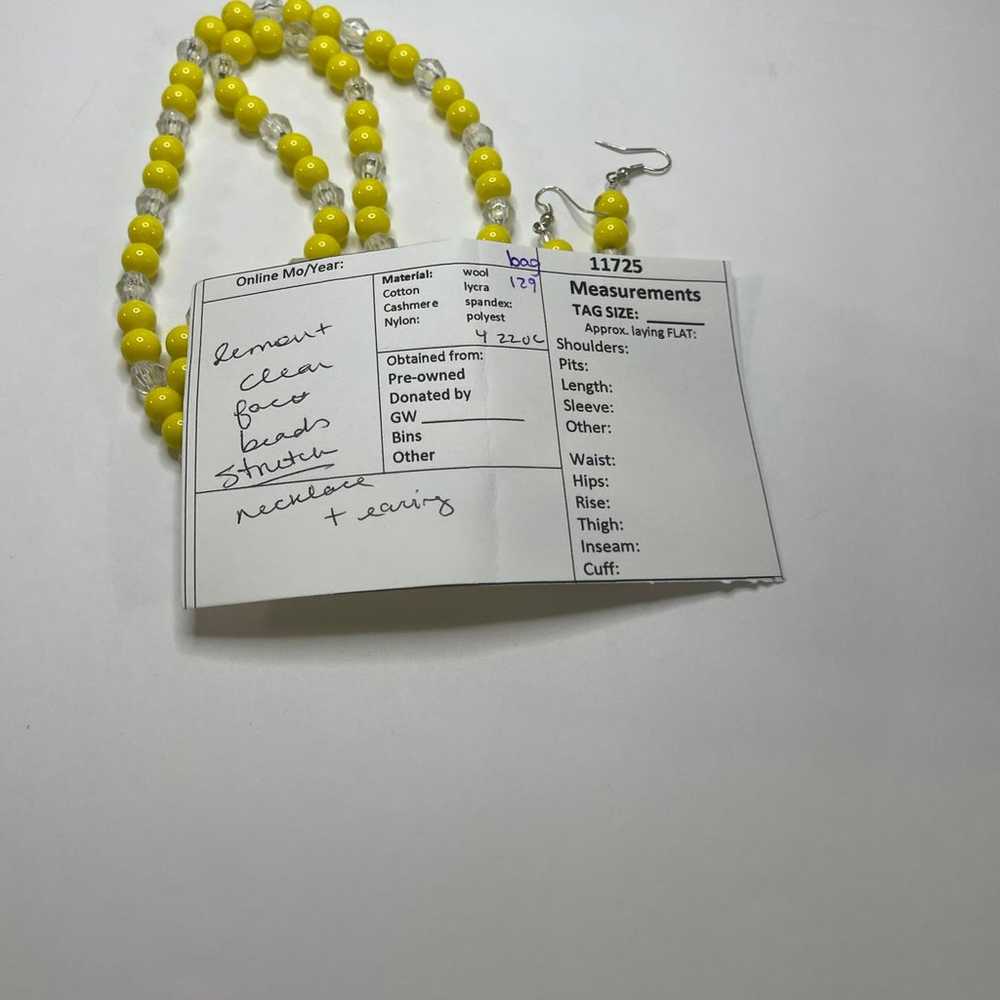 yellow and clear beaded necklace and earring set … - image 11