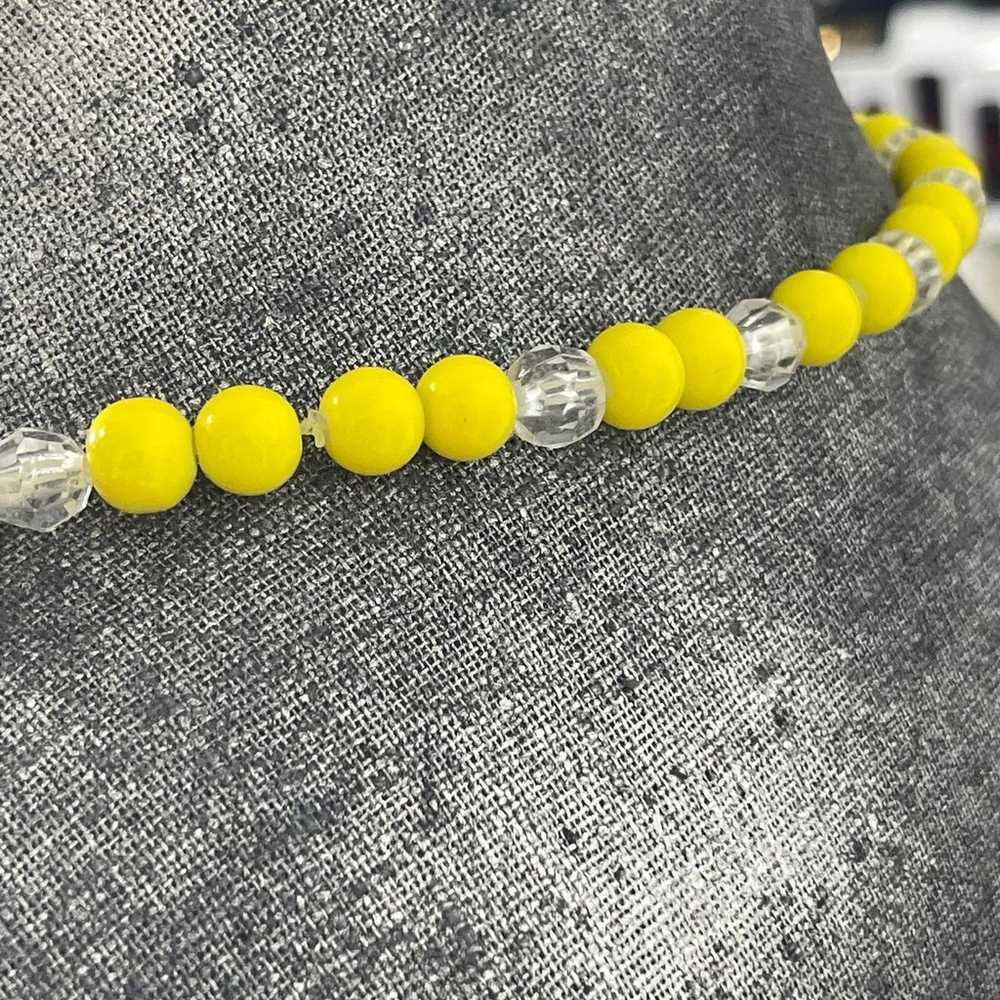 yellow and clear beaded necklace and earring set … - image 3
