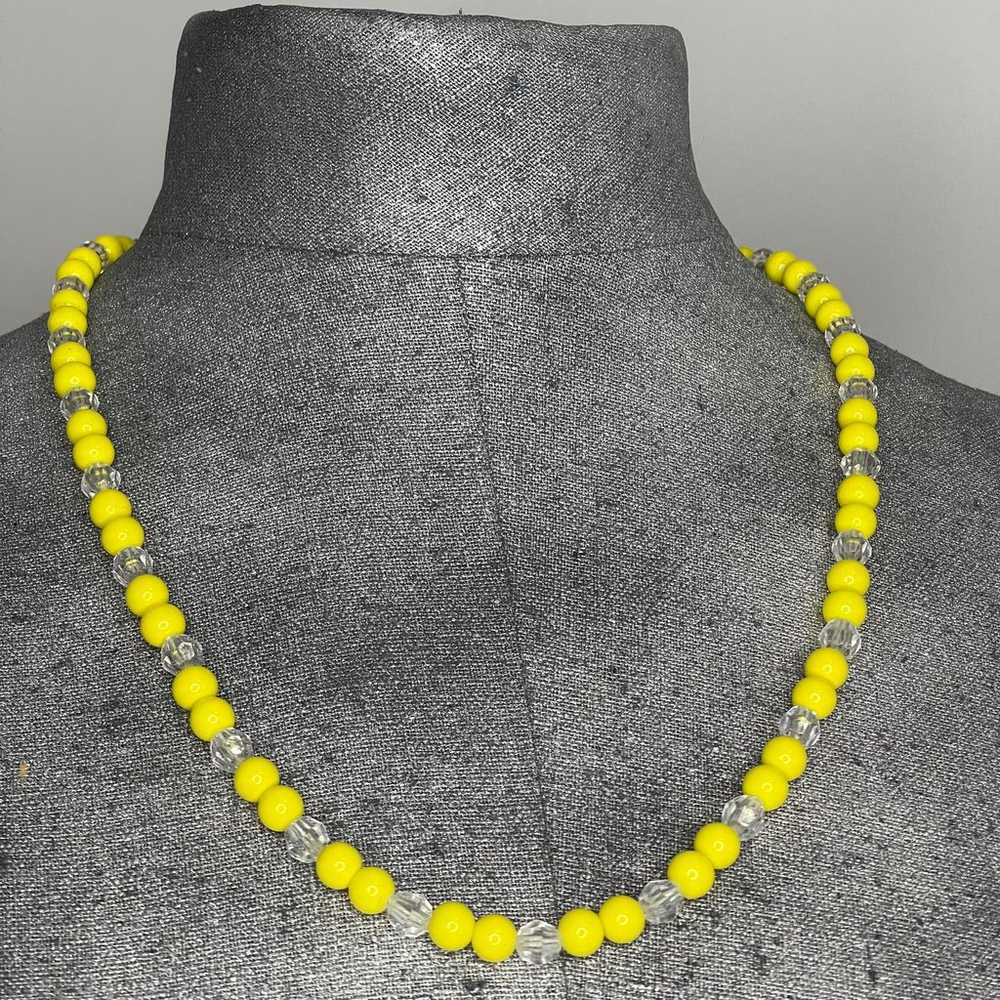 yellow and clear beaded necklace and earring set … - image 5