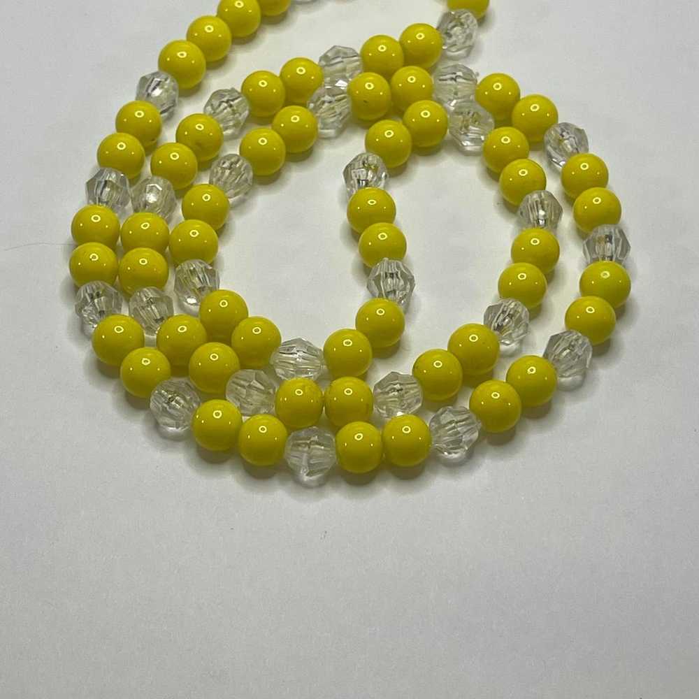 yellow and clear beaded necklace and earring set … - image 6