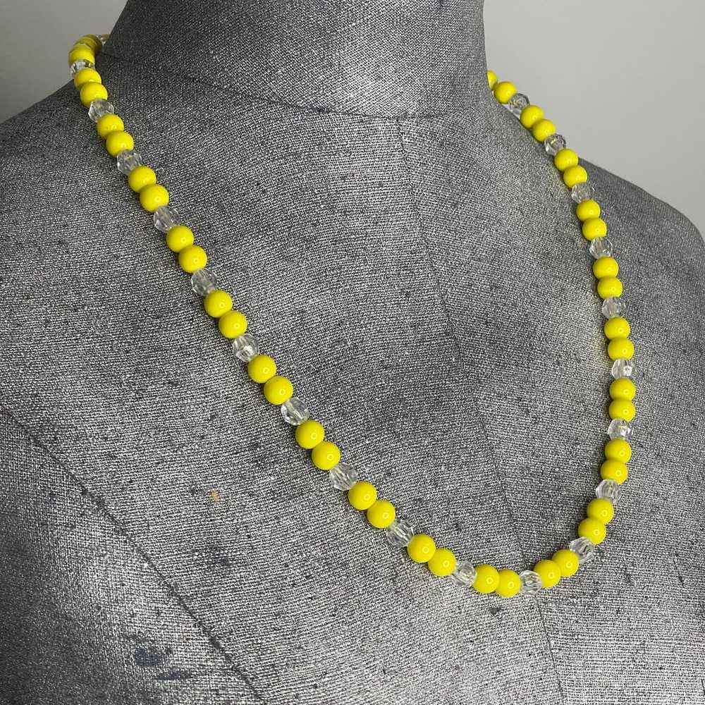 yellow and clear beaded necklace and earring set … - image 7