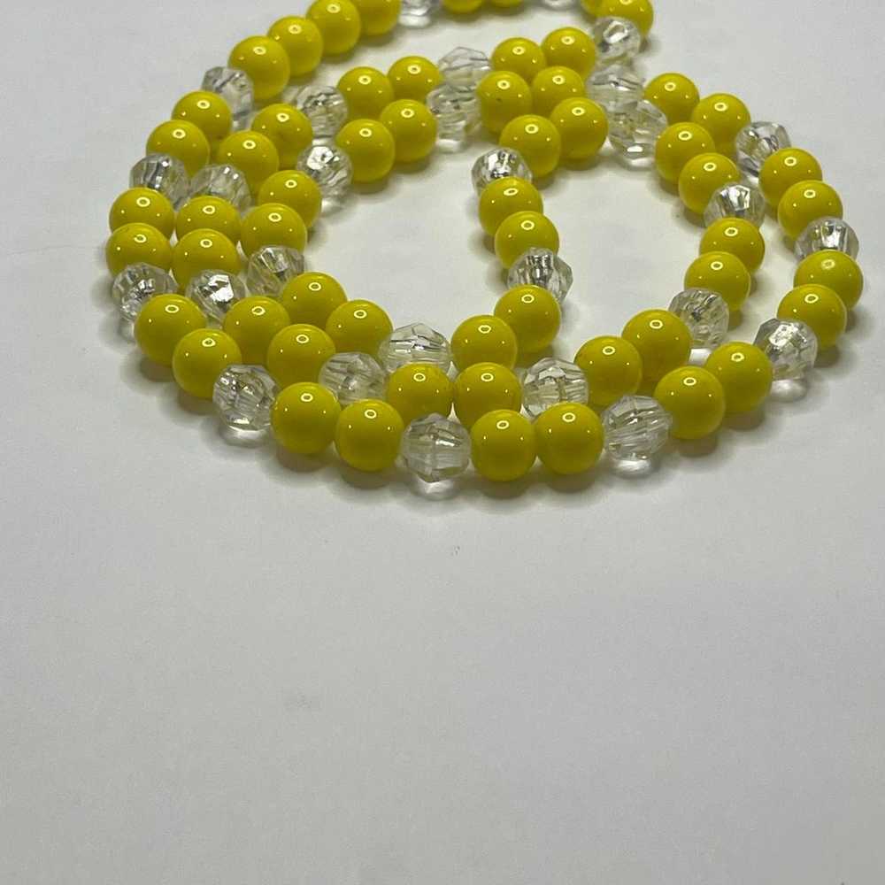 yellow and clear beaded necklace and earring set … - image 8