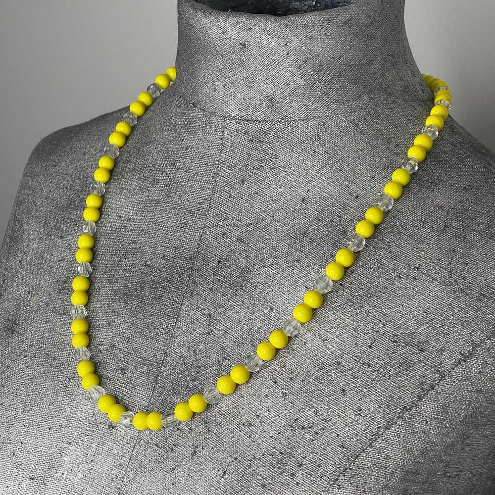 yellow and clear beaded necklace and earring set … - image 9
