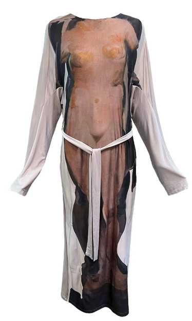 Ann Demeulemeester 90s? Nude Print Maxi Dress