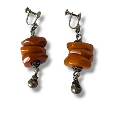 Vintage Stacked Carnelian Gemstone Chip Dangling … - image 1