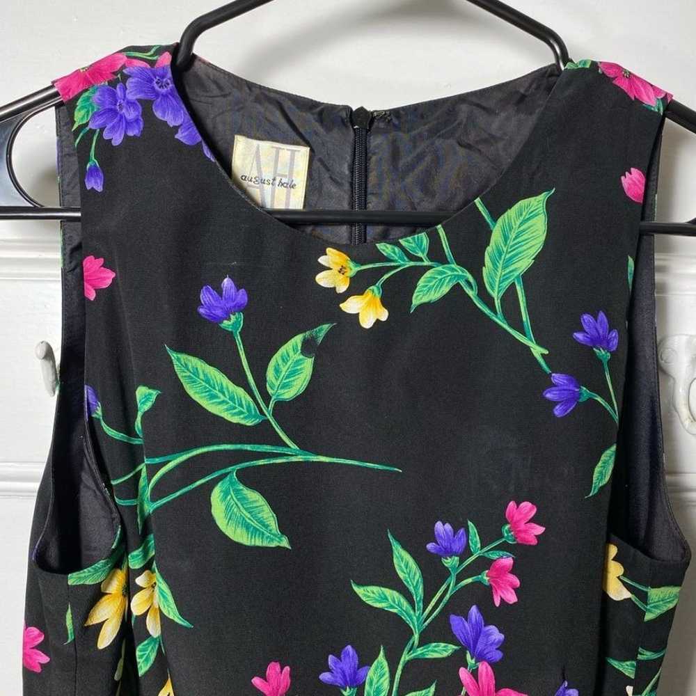 August Hale | Vintage Silk Floral Faux-Wrap Midi … - image 3