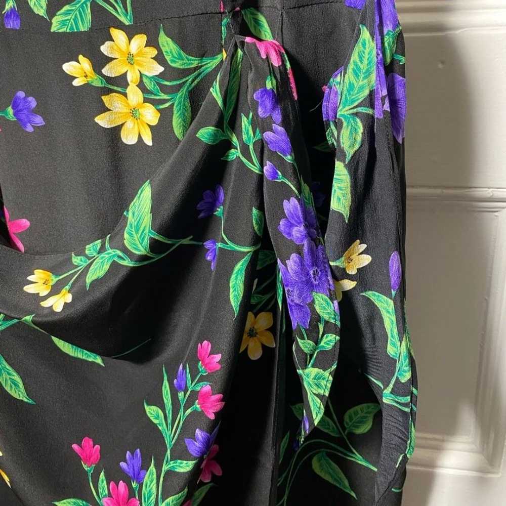August Hale | Vintage Silk Floral Faux-Wrap Midi … - image 7