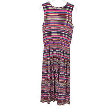 Vintage Talbots Rainbow Stripe Midi Dress sz 8 Sl… - image 1