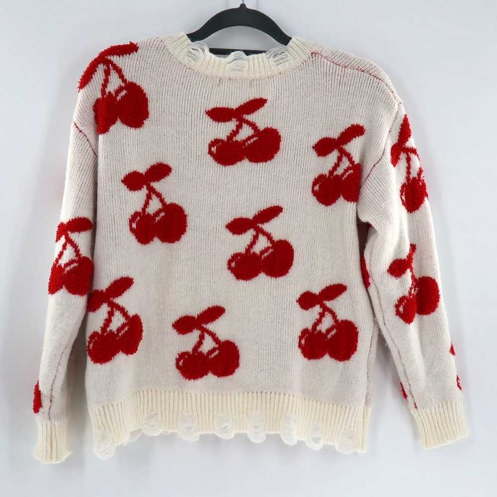 Altar'd State Destroyed Cherry Sweater Size XS Di… - image 7