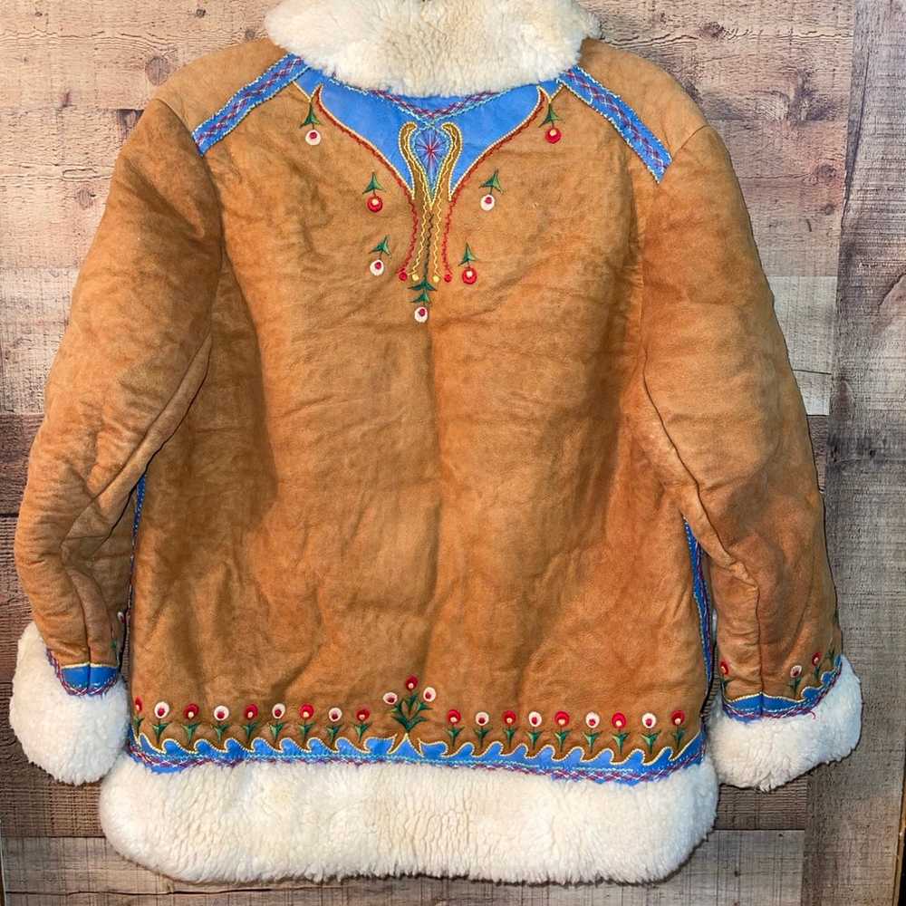 Vintage Poland embroidered shearling coat - image 6