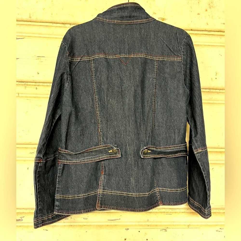 Vintage Bill Blass Jean Jacket, dark wash stretch… - image 3