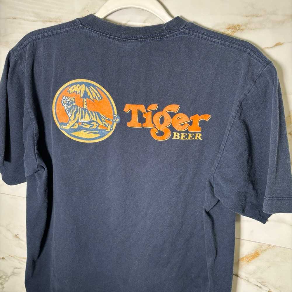 Vintage Mens Tiger Beer Large T-Shirt Blue - image 4