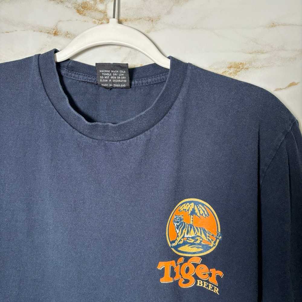 Vintage Mens Tiger Beer Large T-Shirt Blue - image 6