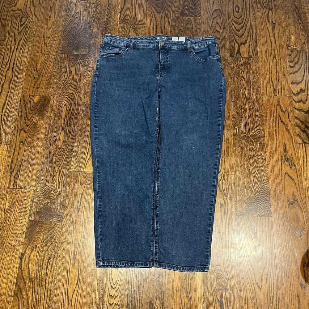 vintage 2000s baggy wide leg darkwash jeans - image 2