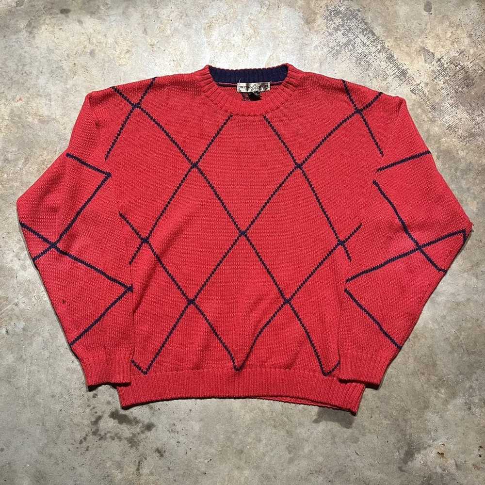 Vintage 90s Meeting Street Red Pattern Sweater - image 1