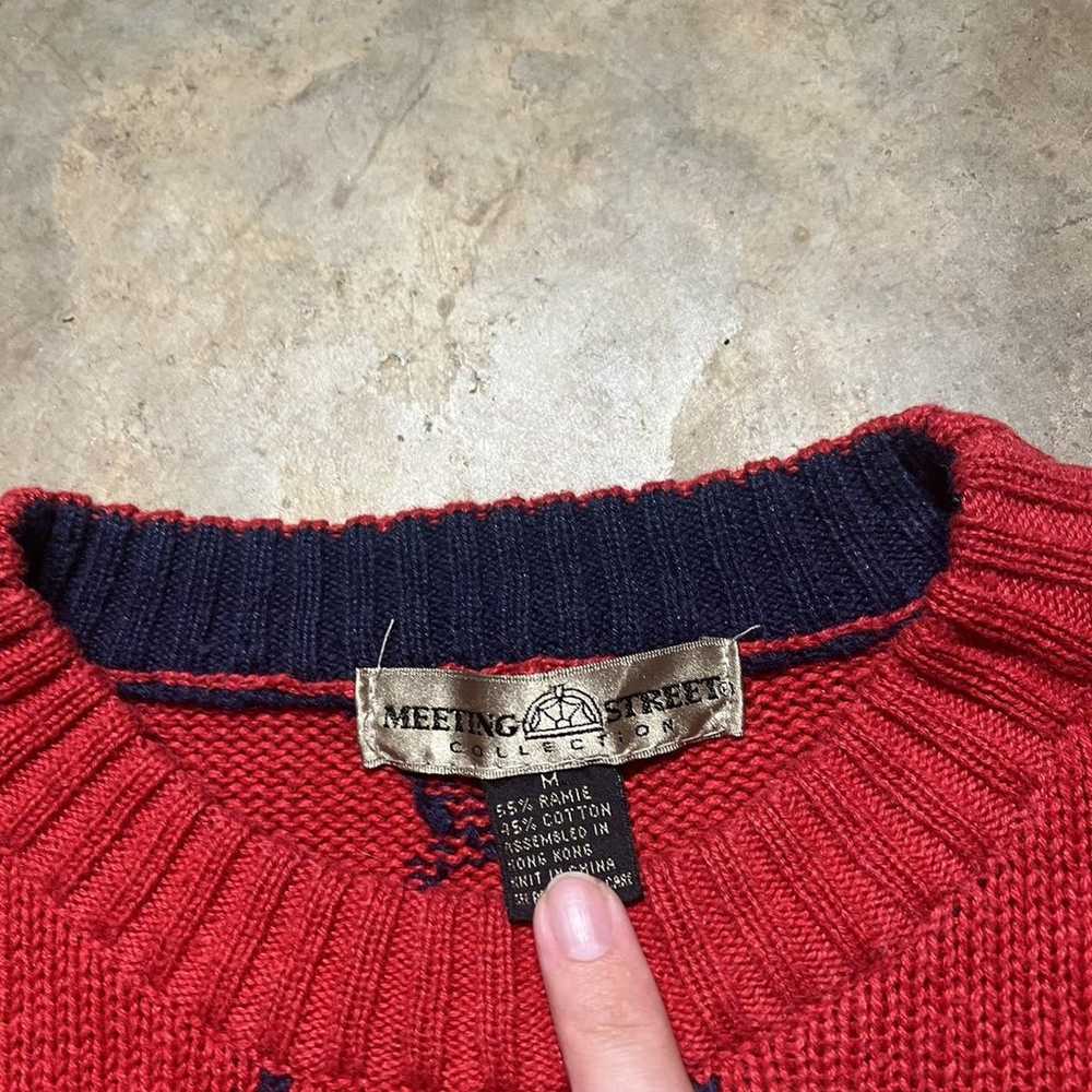 Vintage 90s Meeting Street Red Pattern Sweater - image 3