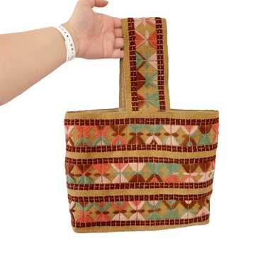 Vintage Woven Knit Bag Purse Bohemian Boho Tote C… - image 1