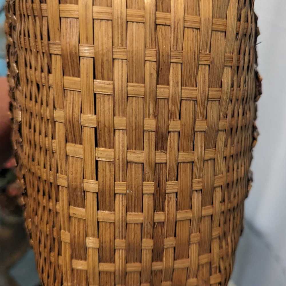 VTG Woven WICKER Straw BASKET Bucket Hand Bag CLU… - image 12