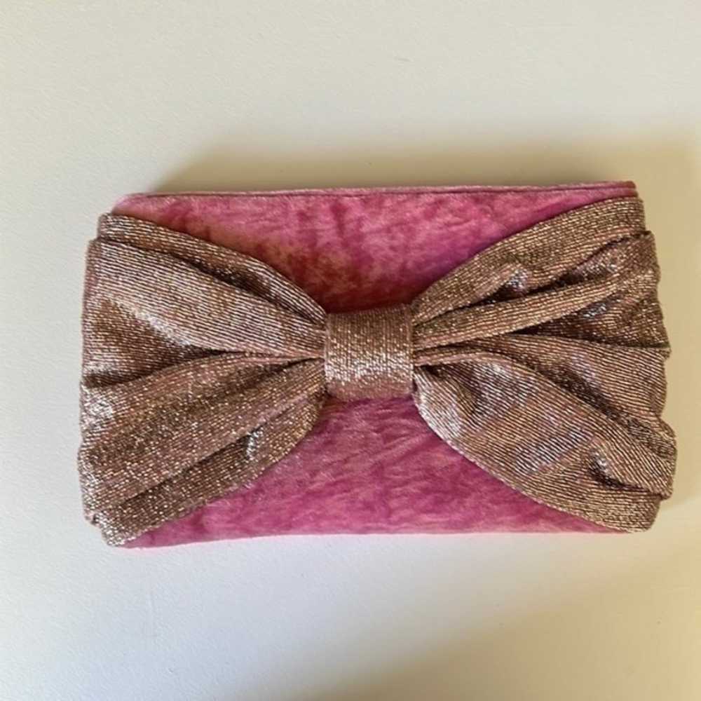 Rachel Parcell Beaded Bow Clutch Purse - image 2