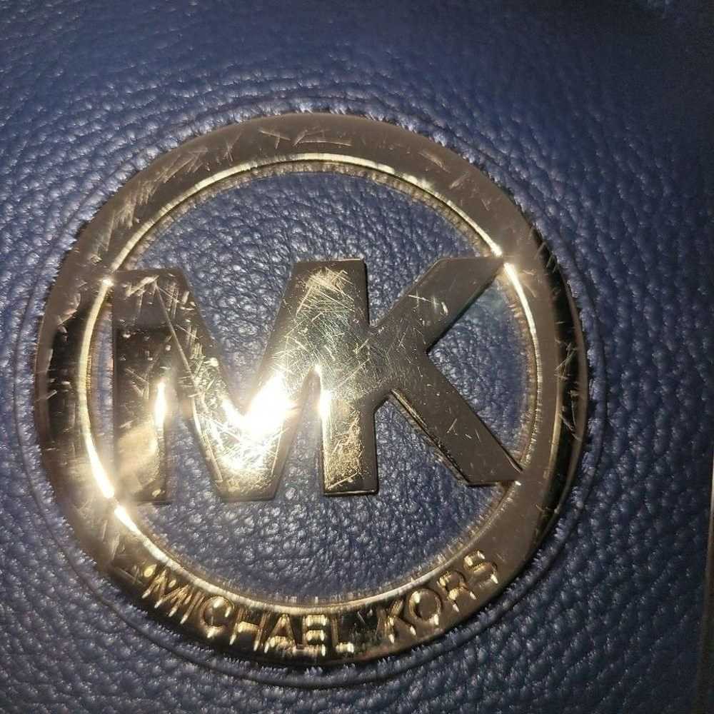 Michael Kors Pebbled Leather Navy Fulton Wristlet - image 3