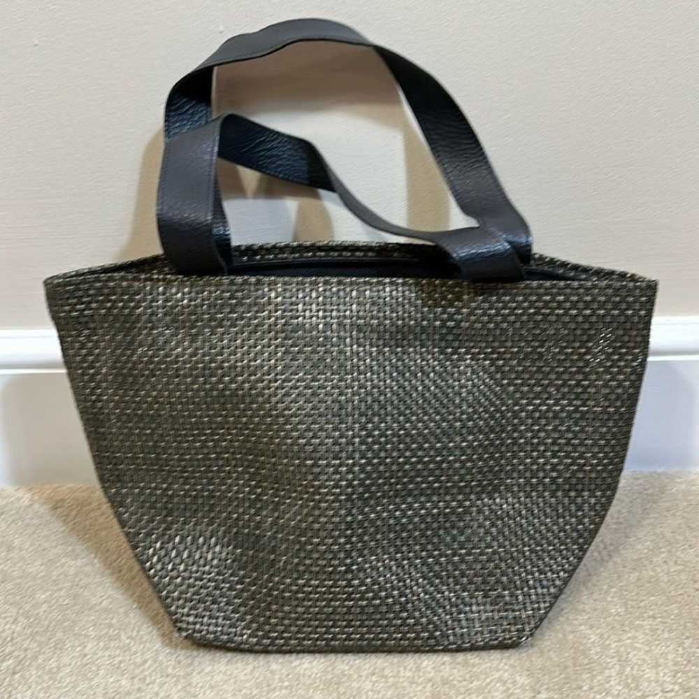 Chilewich Small Woven Market Tote Green with Blac… - image 1