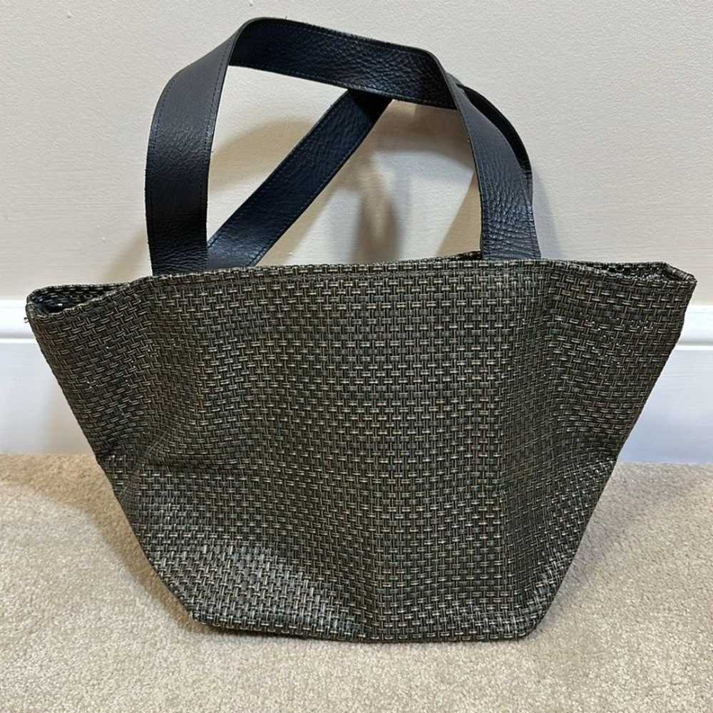 Chilewich Small Woven Market Tote Green with Blac… - image 2
