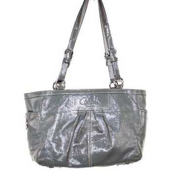 Coach East West Gallery Gray Patent Leather Tote … - image 1