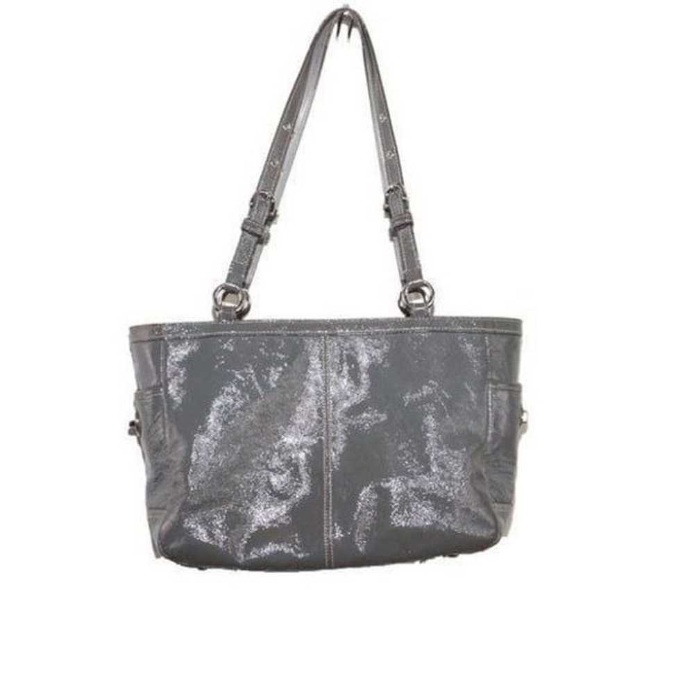 Coach East West Gallery Gray Patent Leather Tote … - image 2