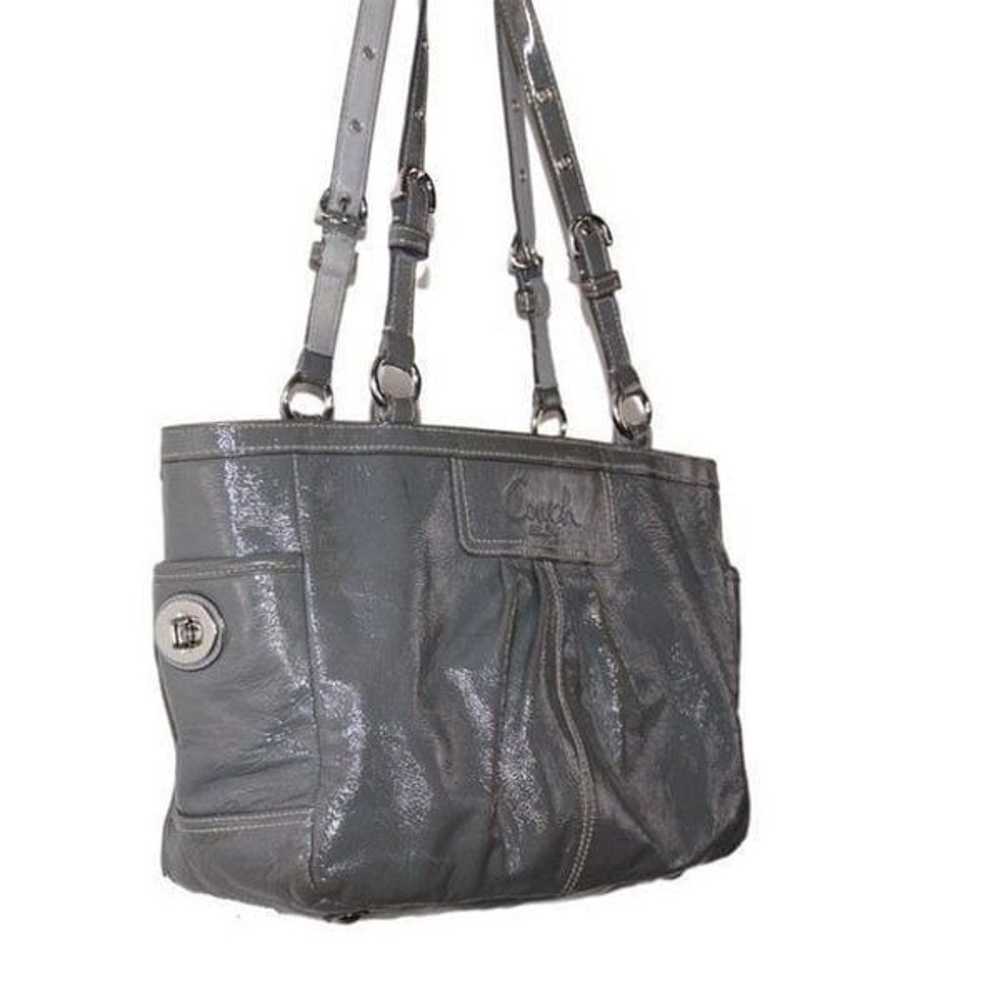 Coach East West Gallery Gray Patent Leather Tote … - image 3