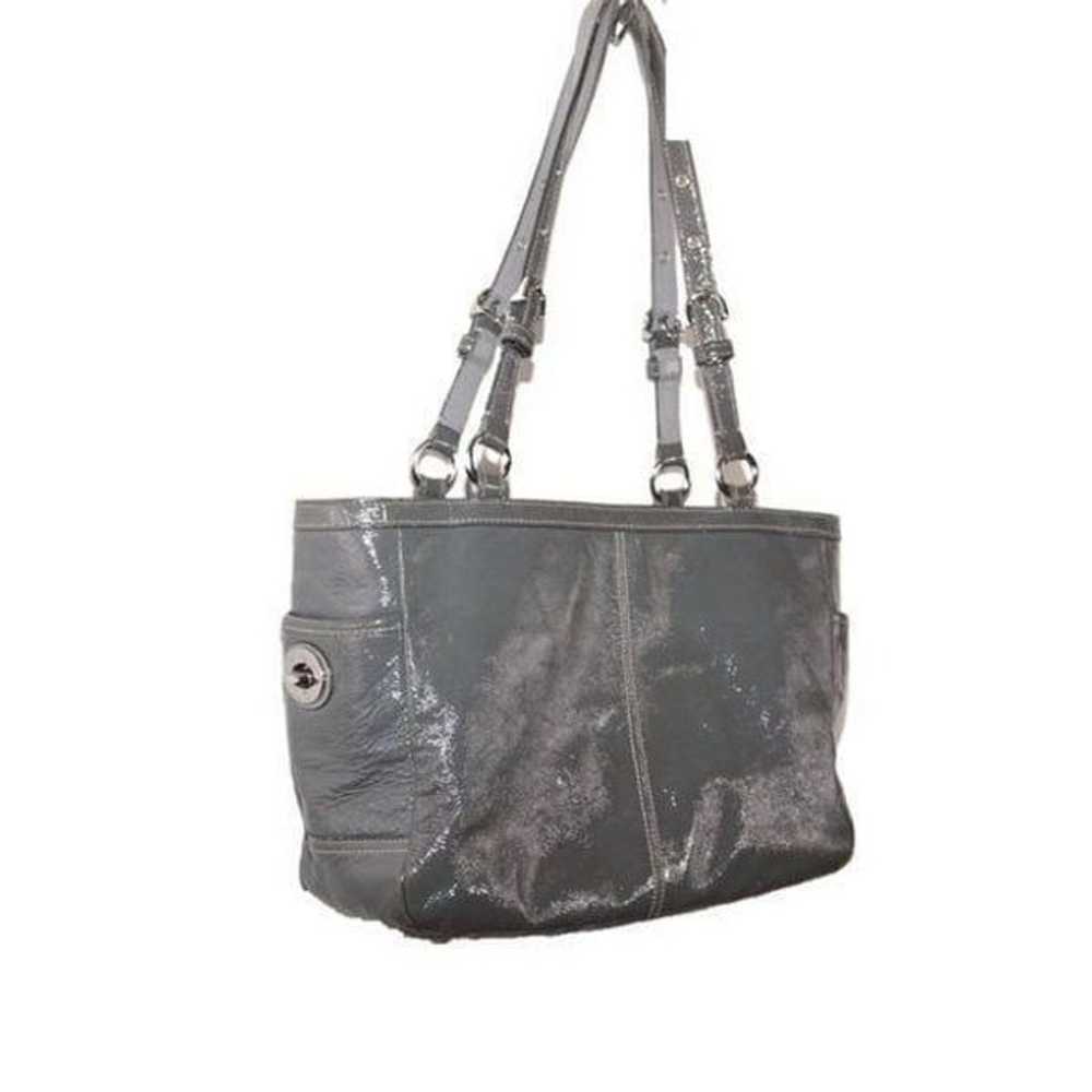 Coach East West Gallery Gray Patent Leather Tote … - image 4