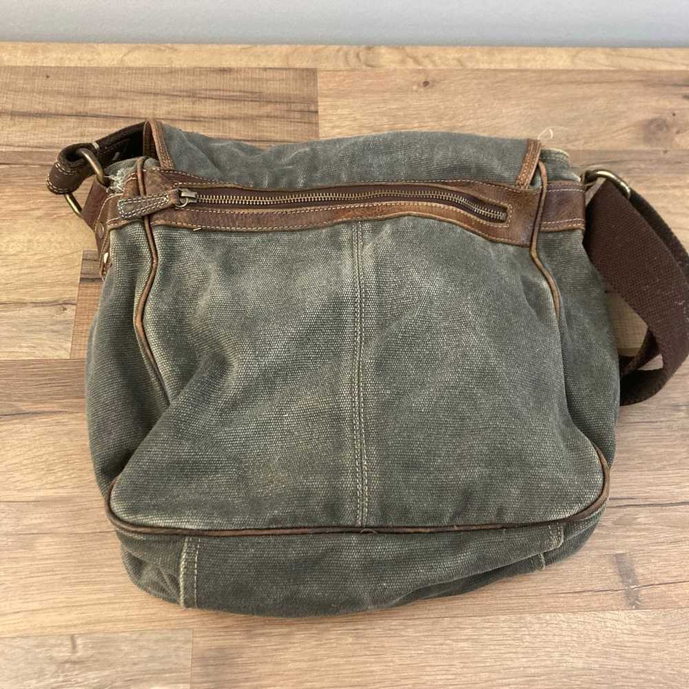 Fossil Green Canvas Leather Crossbody Messenger B… - image 8
