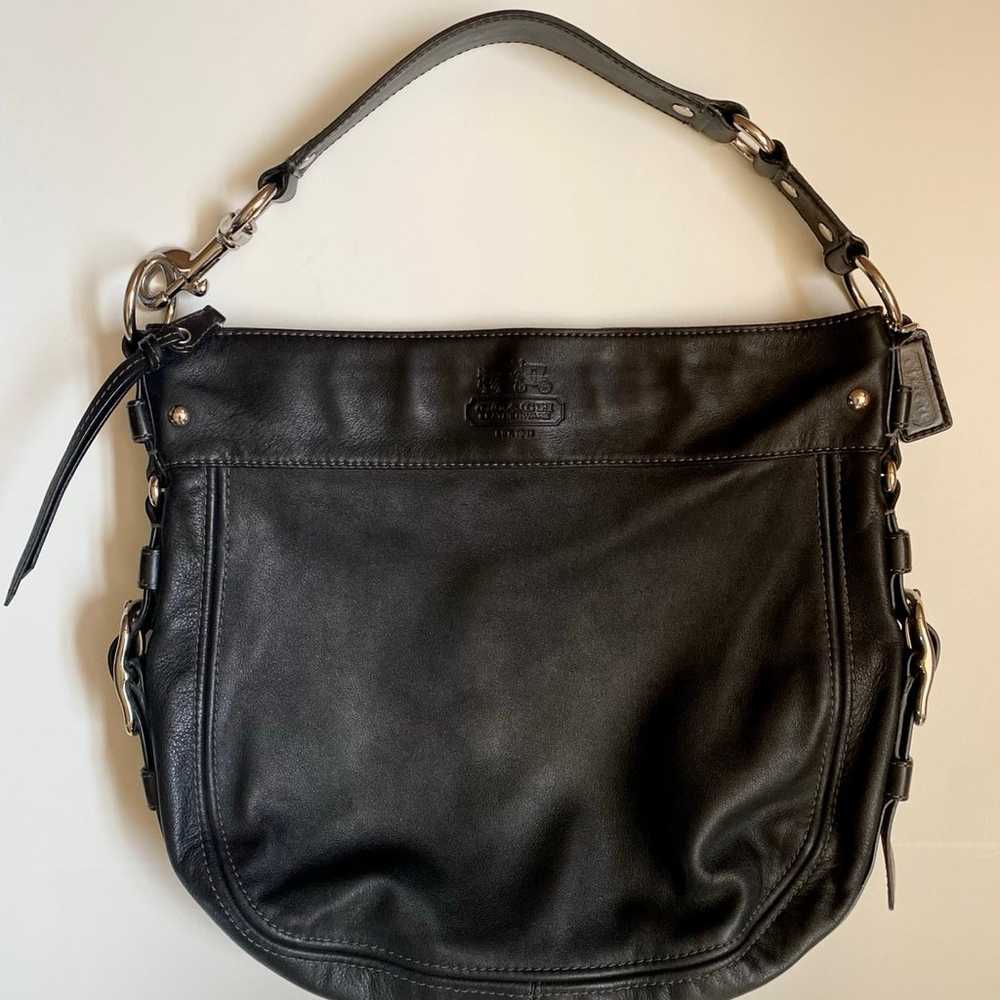 Coach Zoe Black Leather Hobo Shoulder Bag - image 1