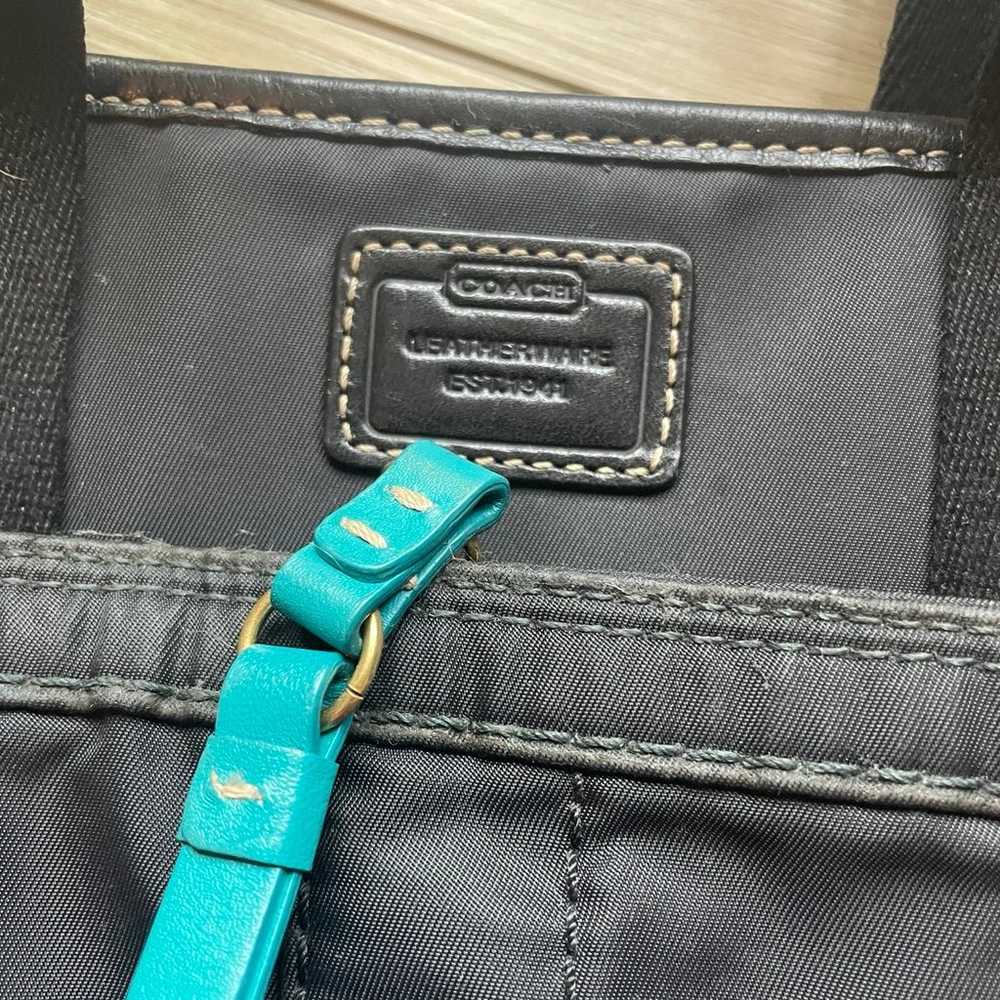 Coach Black Nylon bag with Aqua accents - image 2