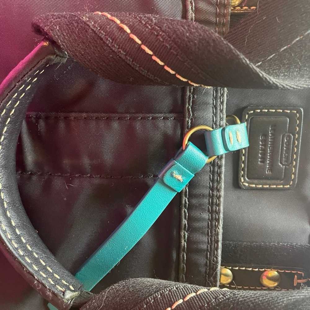 Coach Black Nylon bag with Aqua accents - image 4