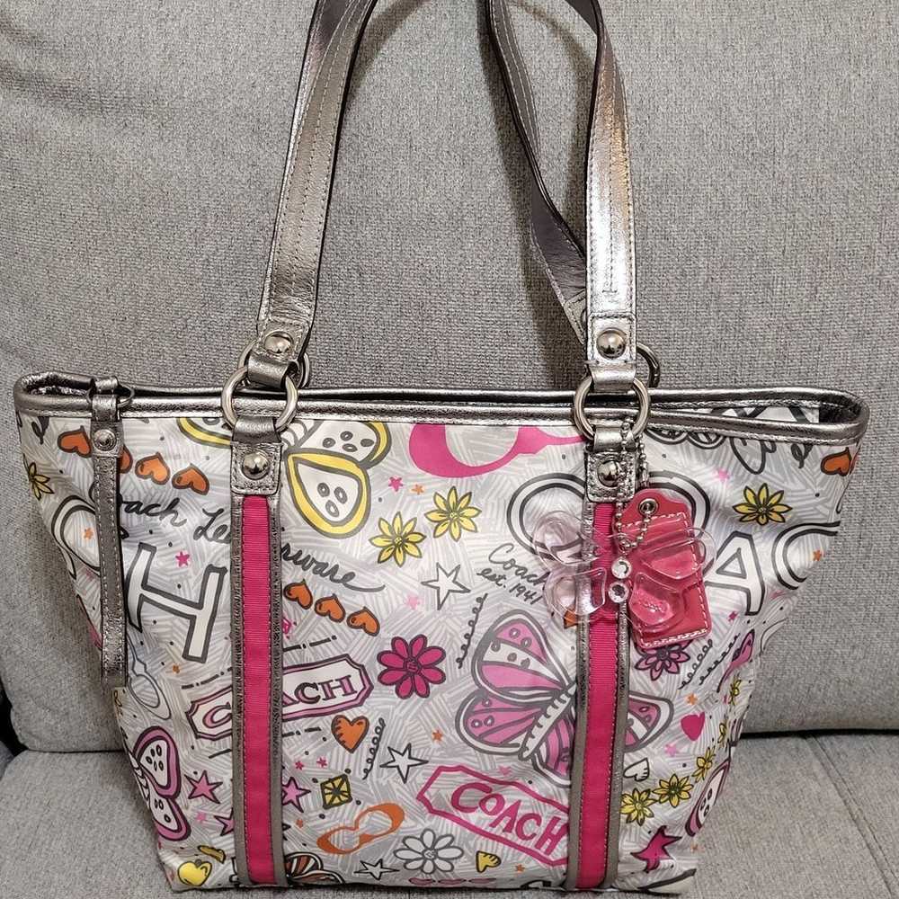 Coach Poppy Butterfly Tote Bag EUC - image 1