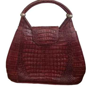 Genuine 100% leather vintage croco Hand Bag Purse… - image 1