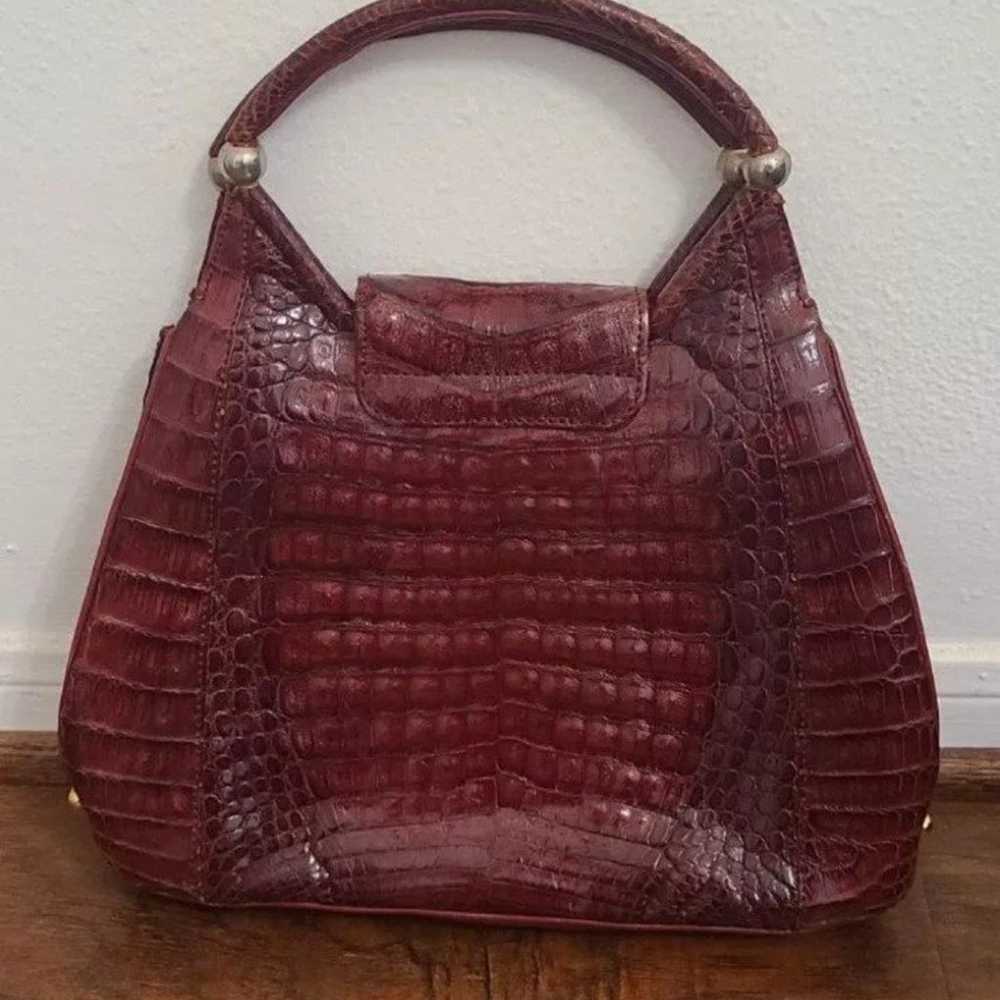 Genuine 100% leather vintage croco Hand Bag Purse… - image 2