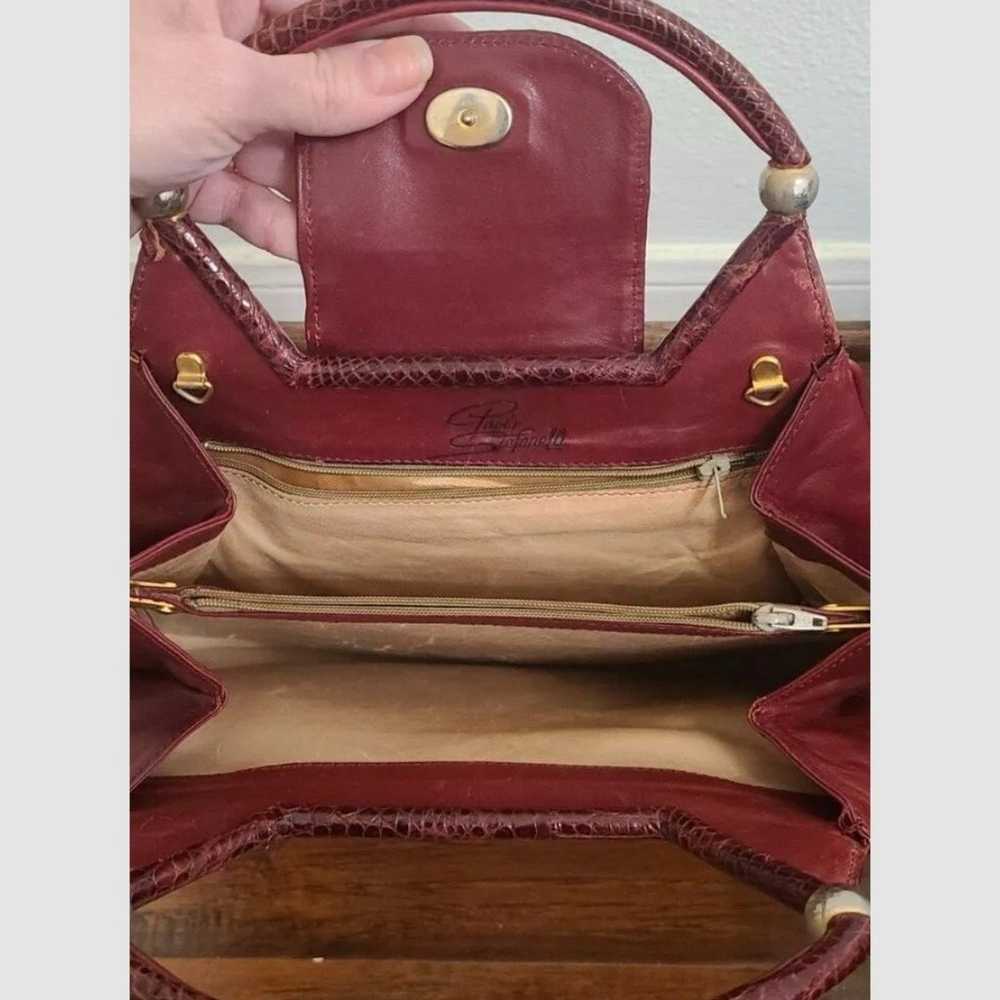 Genuine 100% leather vintage croco Hand Bag Purse… - image 4