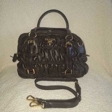 PRADA Nappa Gaufre brown leather satchel