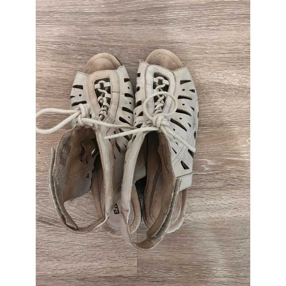 Earth Nubuck Leather Lace-Up Sandals Kristen Nude… - image 9