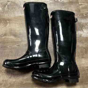 Hunter Tall Black Boots Size 8 - image 1