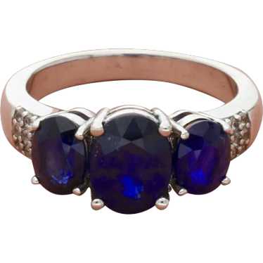 Jtv Sterling Silver Oval-Cut Blue Sapphire & Whit… - image 1