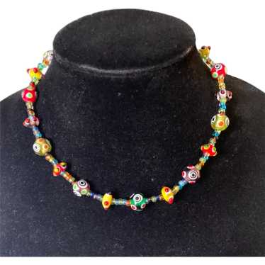 Vintage Millefiori Glass Bead Necklace
