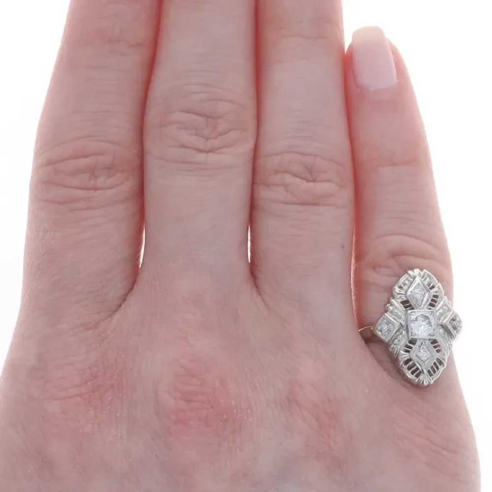 White Gold Diamond Retro Cluster Cocktail Ring 14… - image 2